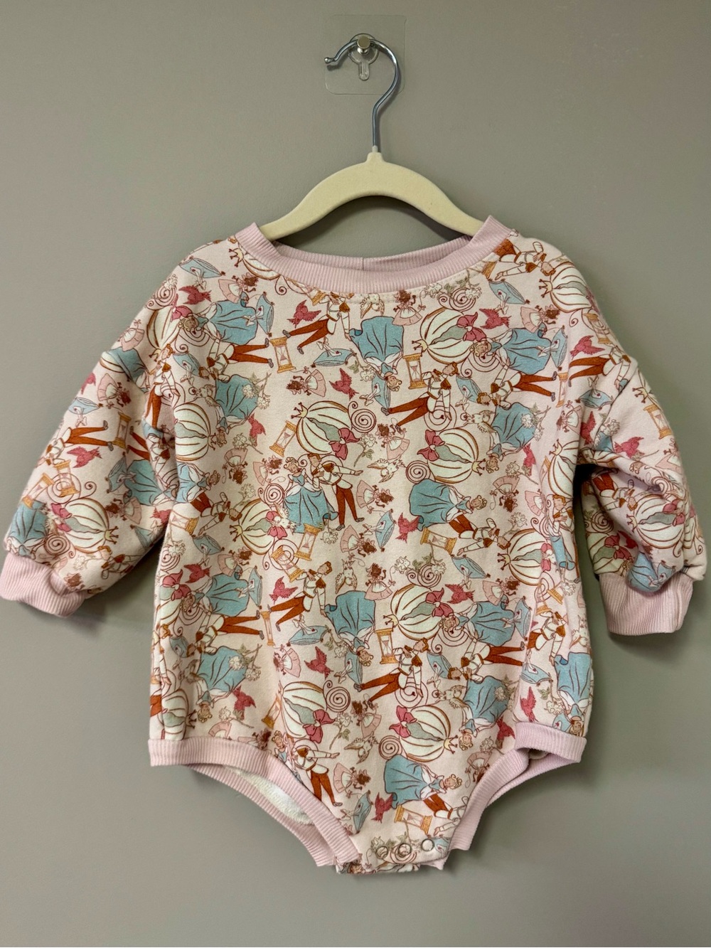 Papillon D’or Disney princess silhouette , Pink, Blue & Tan-Print Baby One-Piece
